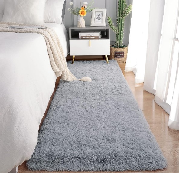 Ultra Soft Fluffy Grey 2×6 Feet Area Rug!
