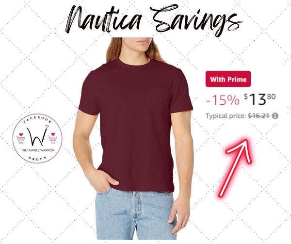 Nautica Men’s Solid Crew Neck Short-Sleeve Pocket T-Shirt