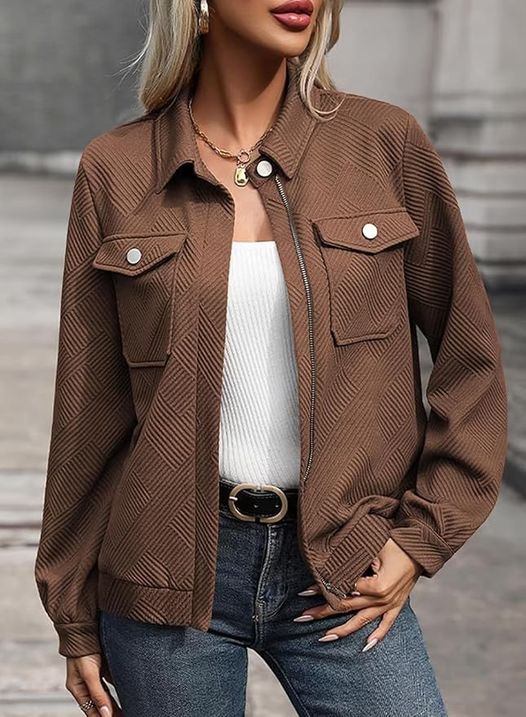 textured zip up jacket from Shewin