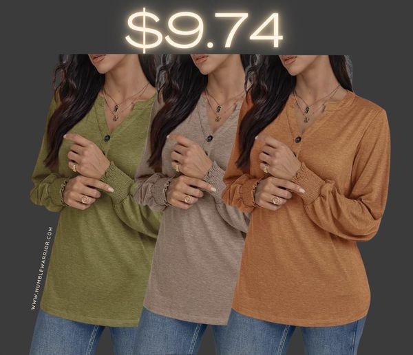 Automet v-neck button accent top