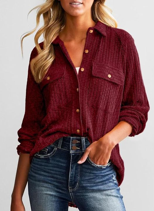 button down textured top