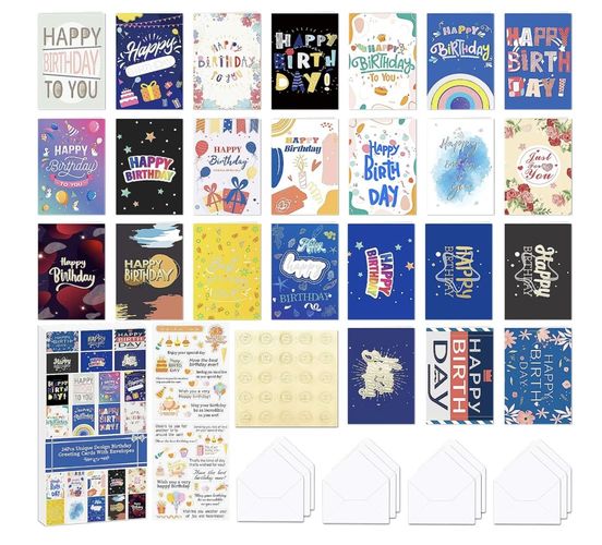 set of 24 birthday cards