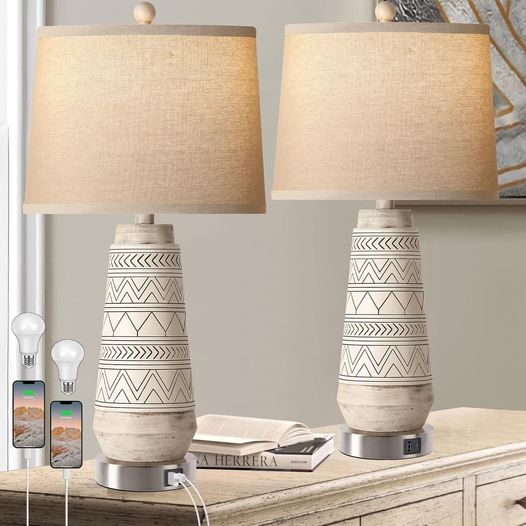farmhouse chic table lamp set