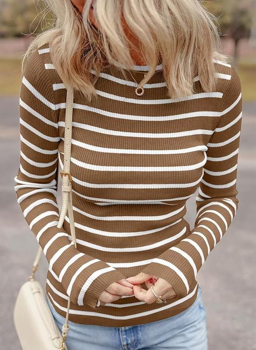 Evales striped ribbed long sleeve tee
