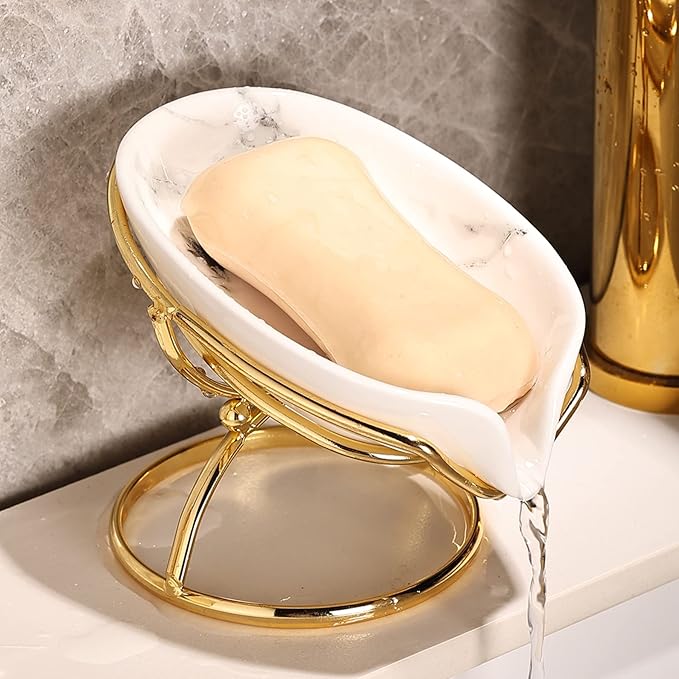 Ceramic soap dish with drain