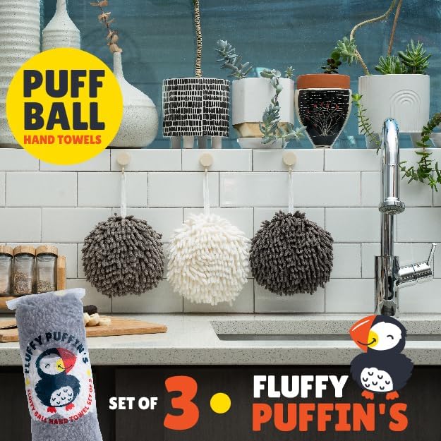 Puff Ball Hand Towels with Hooks