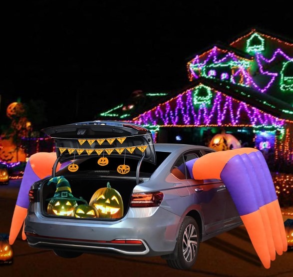 Halloween Inflatable Spider Legs Car Decoration Kit with Built-in LED Light!