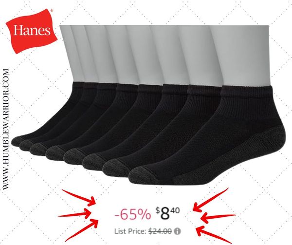 Hanes Men’s Max Cushioned Ankle Socks