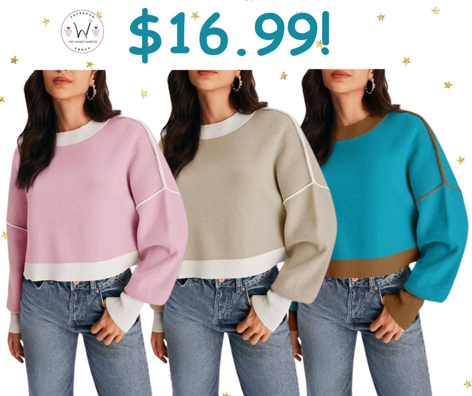 Cropped Color block Knit Sweaters by MEROKEETY!