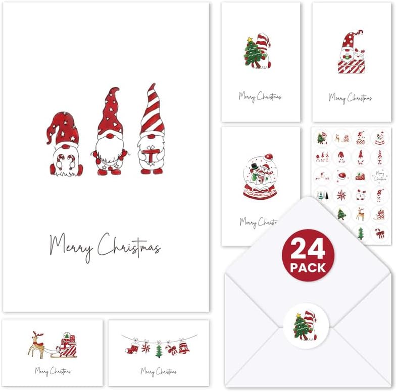 24 Pack of Gnome Christmas Cards!