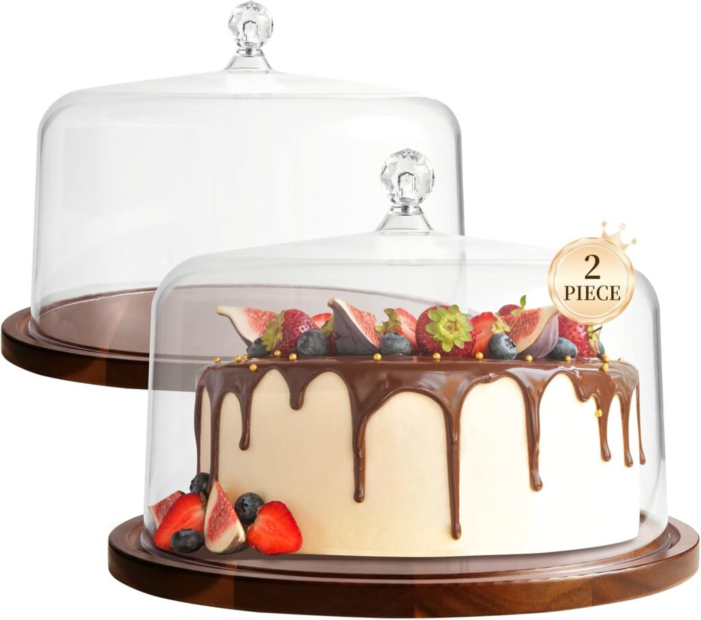 2-Piece Acacia Wood Cake Stand