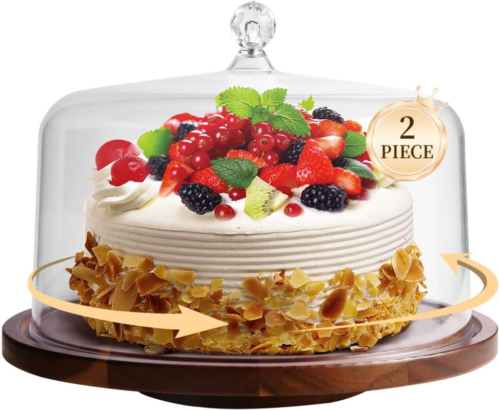 2-Piece Acacia Wood Cake Stand
