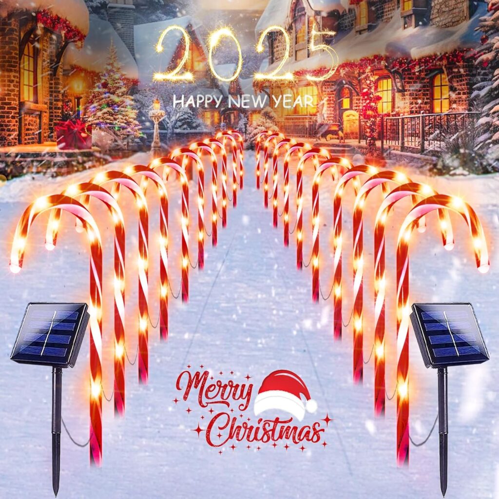 20 pack Solar Candy Cane Pathway Lights