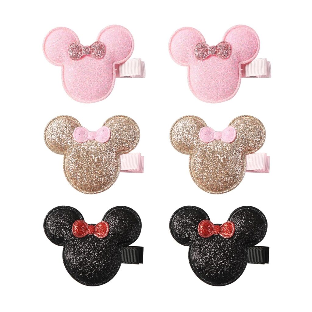 Glitter Mouse Ears Hair Clips – 6 pack