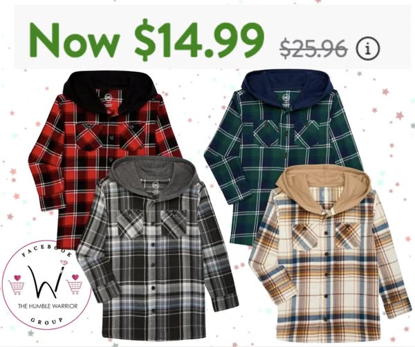 Wonder Nation Boys Hooded Flannel Shirt