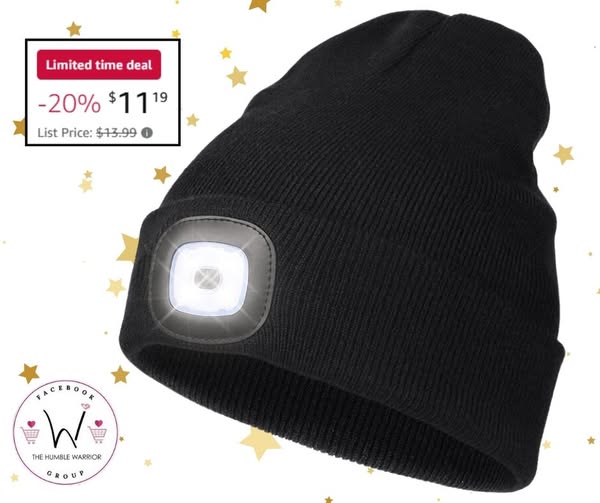 Warm winter beanie with a hands free LED flashlight!