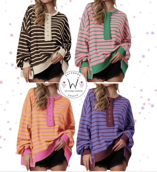 oversized striped henley from PRETTYGARDEN