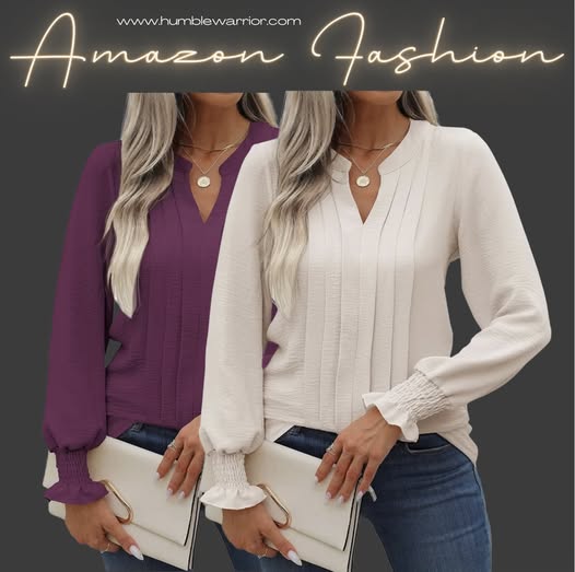 Women’s Pleated Front Solid Dressy Casual Blouses