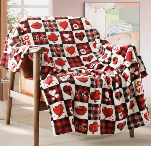 Valentine’s Day fleece throw