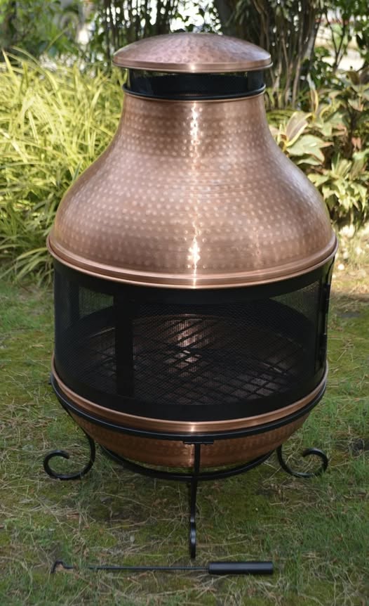 Wood-Burning Copper Chiminea Fire