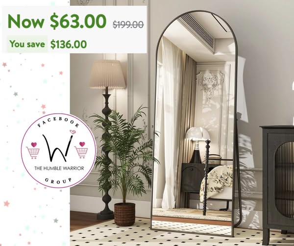 BEAUTYPEAK 65.1″x 25″ Arched Full Length Floor Mirror
