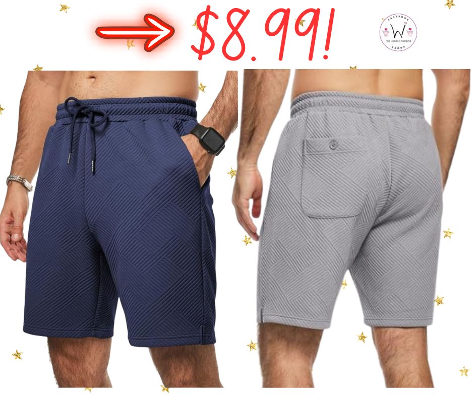 Mens Casual Geometric Texture Shorts!