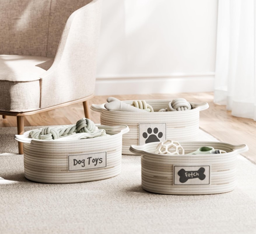 Set of 3 Pet Toy Rope Storage Baskets!