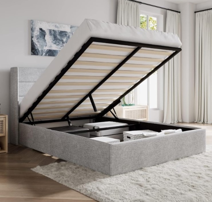 Modern Headboard Hydraulic Lift Up Storage Bed!