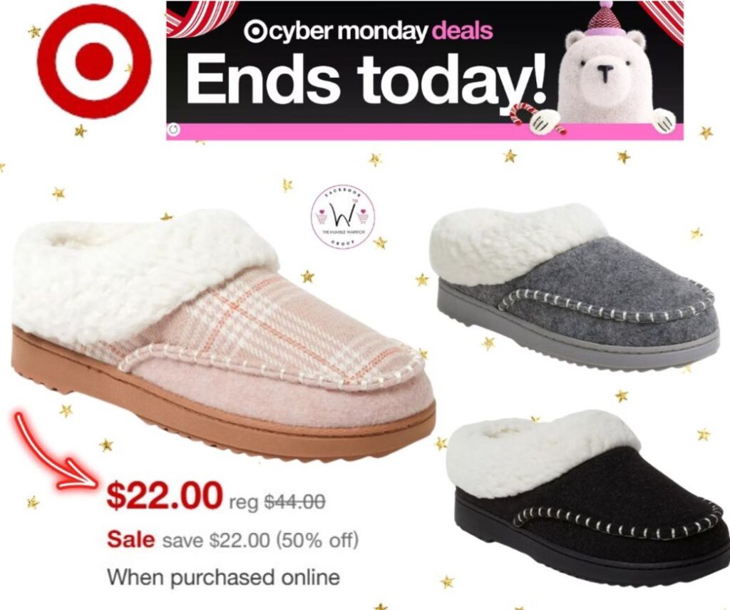 Dearfoams Women’s Nyla Felted Plaid Moccasin Clog House Slippers!