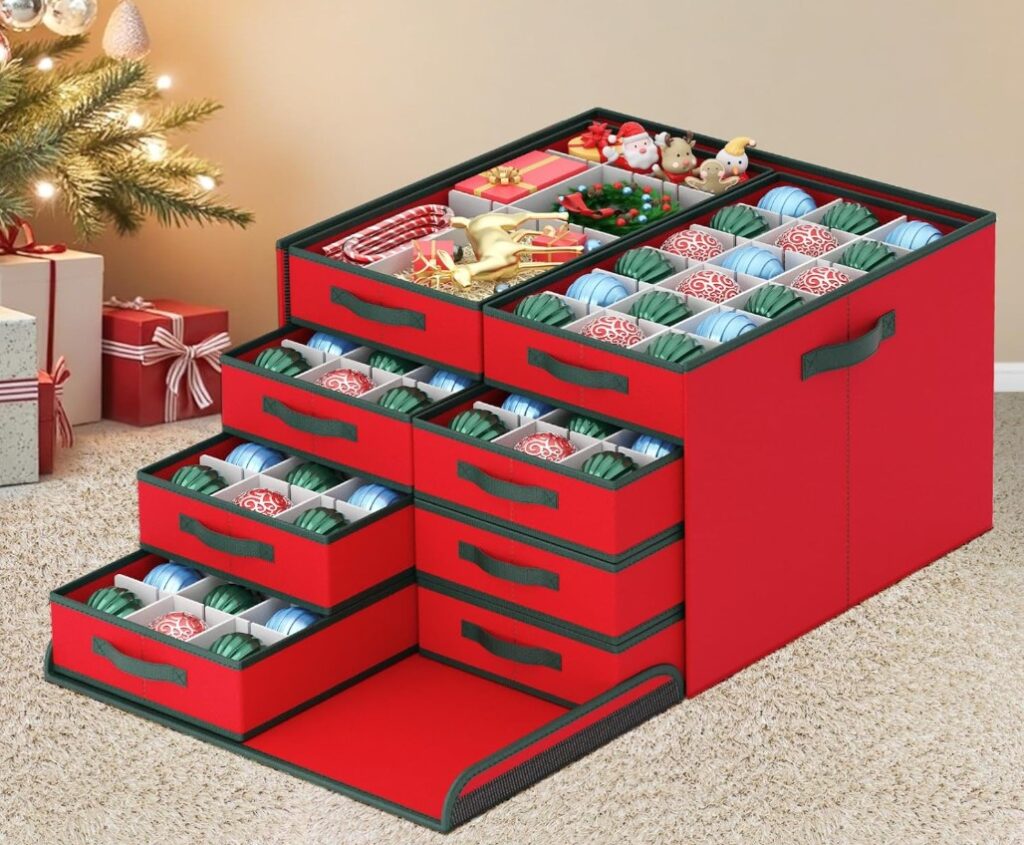 Ornament Storage Box with Removable Trays and Dividers!