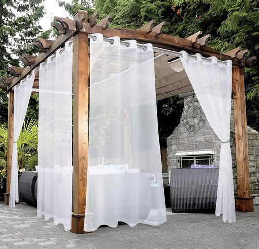 BONZER White Outdoor waterproof sheer curtains