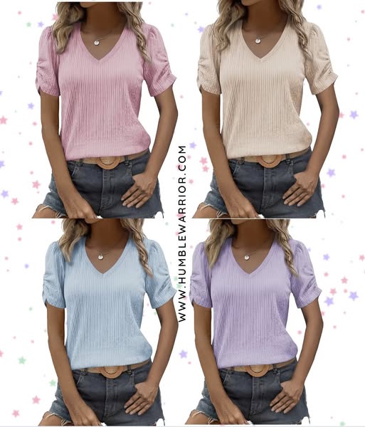 EVALESS short sleeve v-neck top