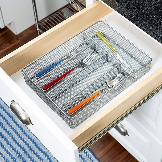 Steel Mesh 5-Compartment Cutlery Utensil Organizer