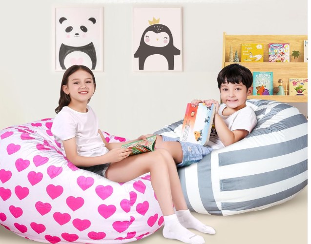 Lukeight Stuffed Animal Storage Bean Bag Chair Cover
