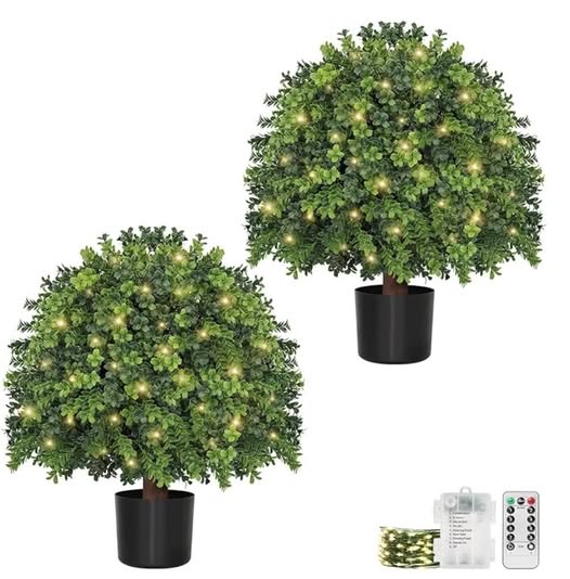 pre-lit (and unlit) topiaries