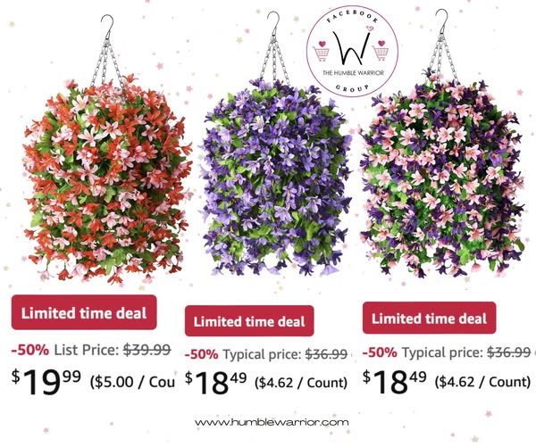 hanging faux flower baskets
