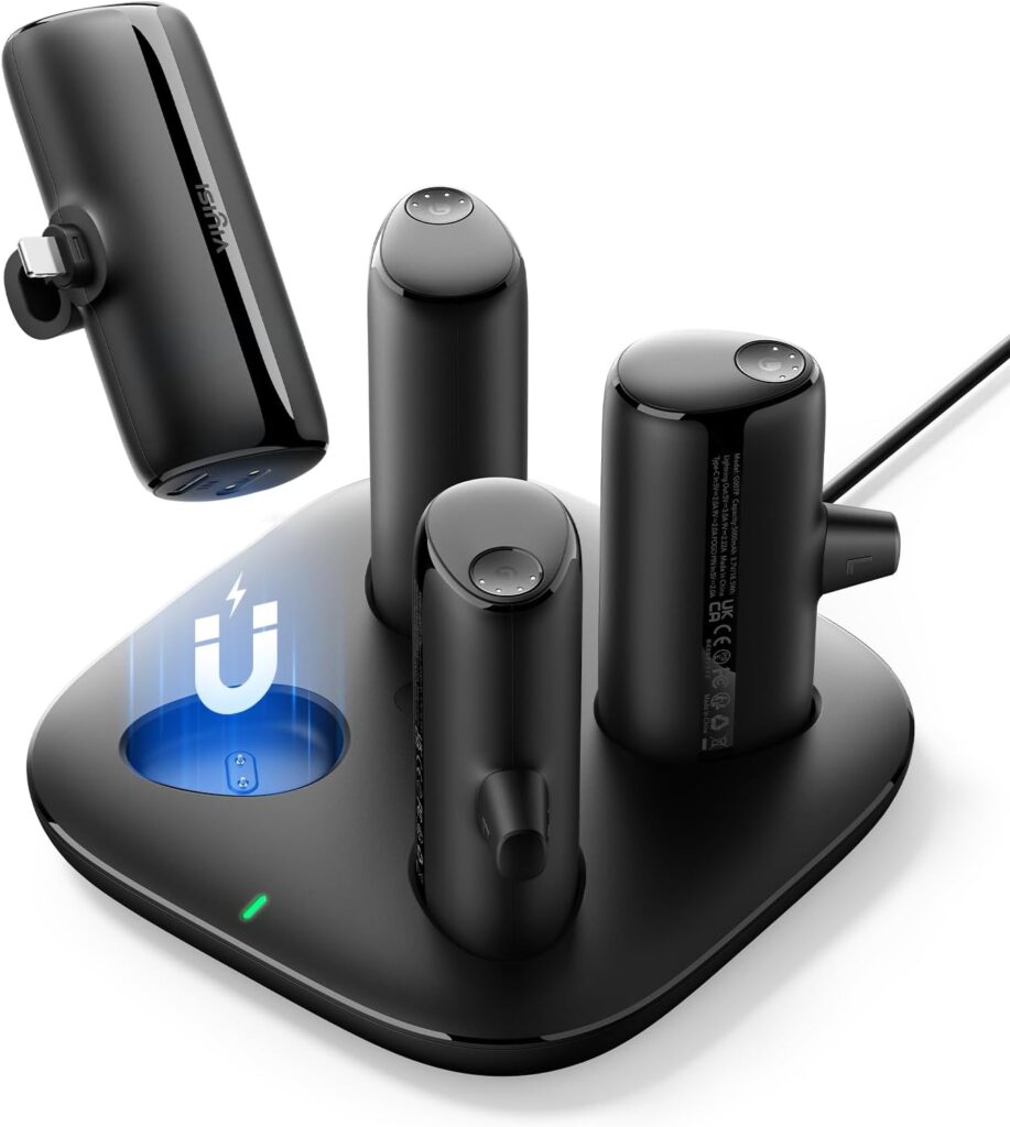 Four Portable Chargers and a Docking Station