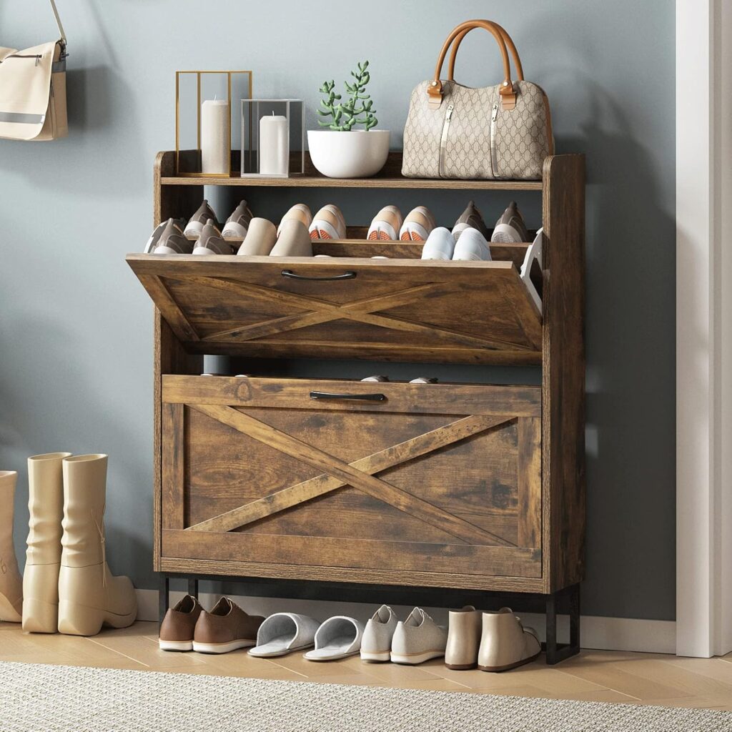 Rustic Two Drawer Shoe Organizer