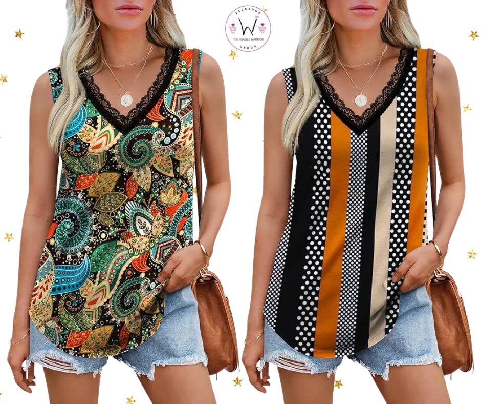 Lace V-Neck Sleeveless Tops!