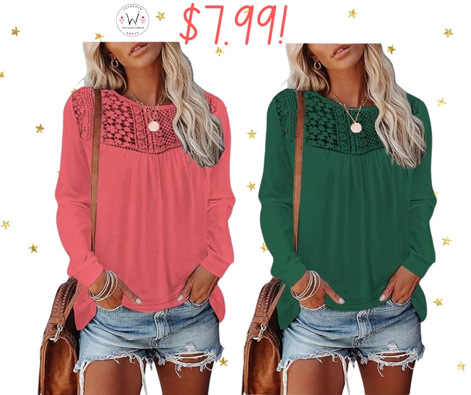 Lace Accent Long Sleeve Tunic!