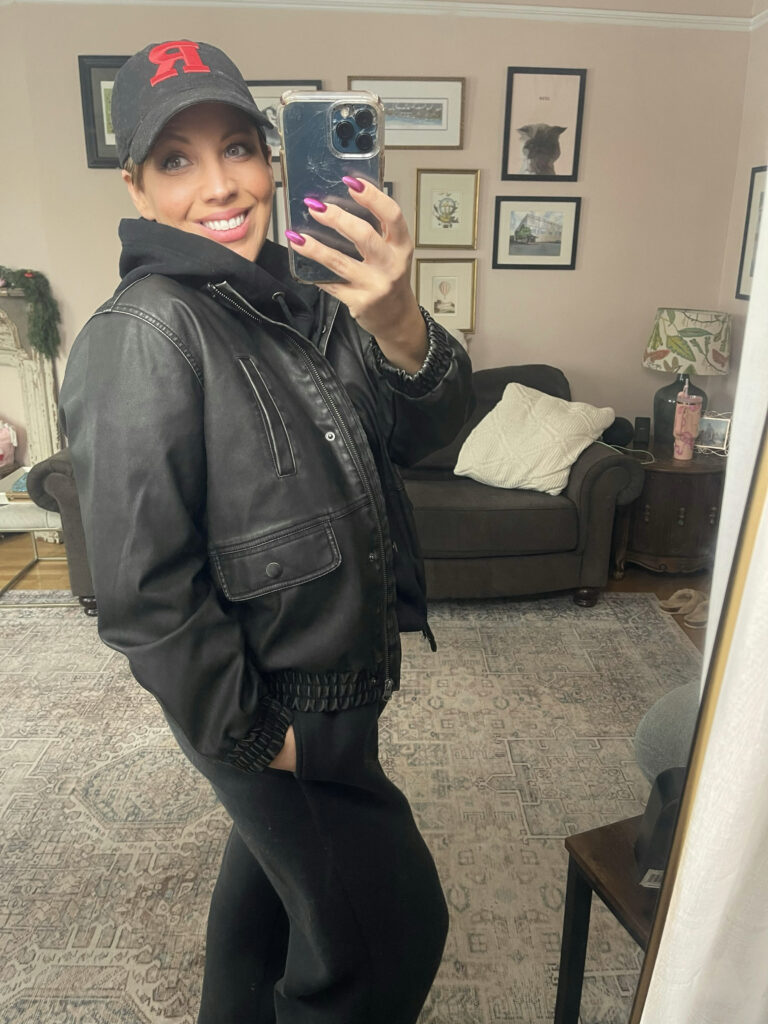 Faux Leather Bomber from Macy’s