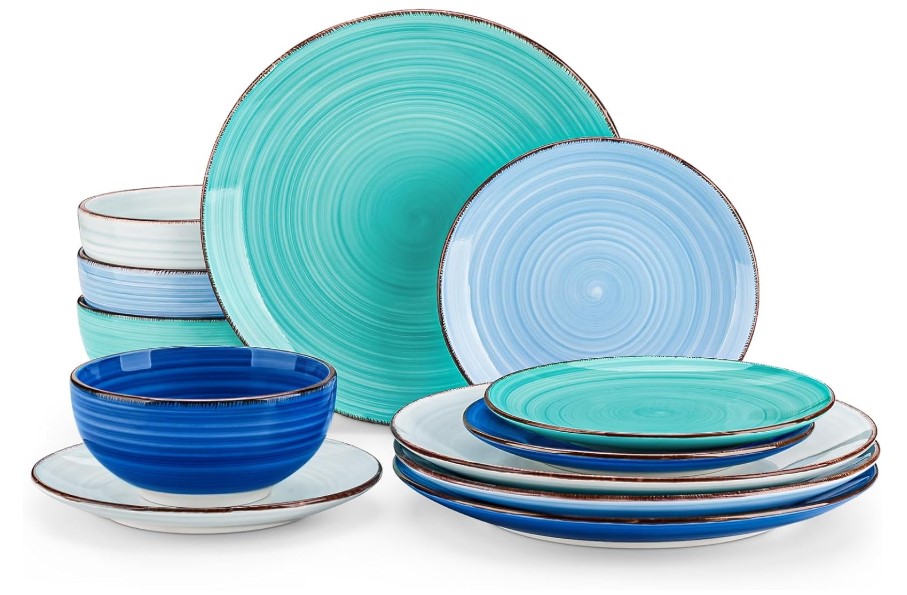 vancasso Bonita Blue Stoneware 12 Pieces Dinnerware Set!