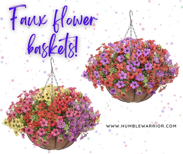 hanging faux flower baskets