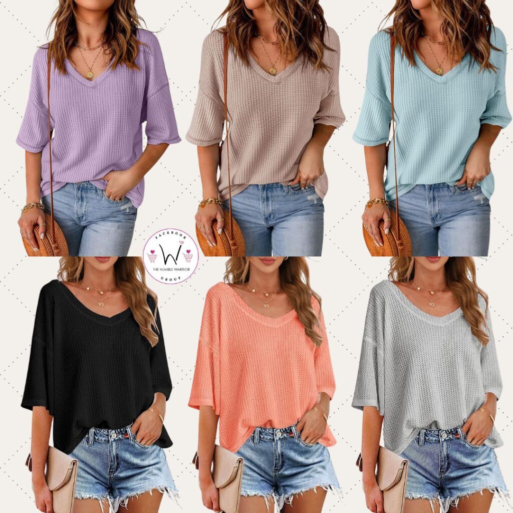 Waffle Knit Batwing Tops
