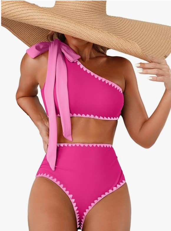Herseas 2 Piece One Bow-Shoulder Swimsuit!