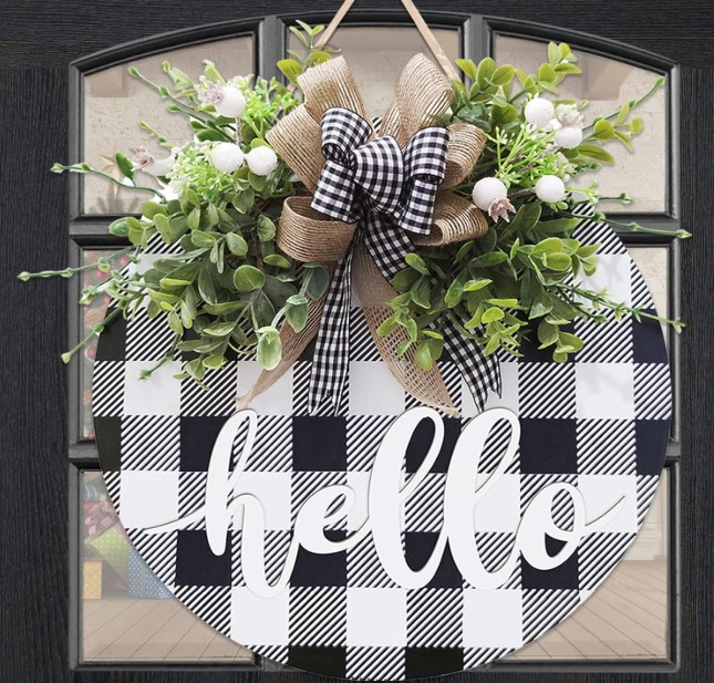 Spring/Summer Farmhouse White Buffalo Plaid Wreath!