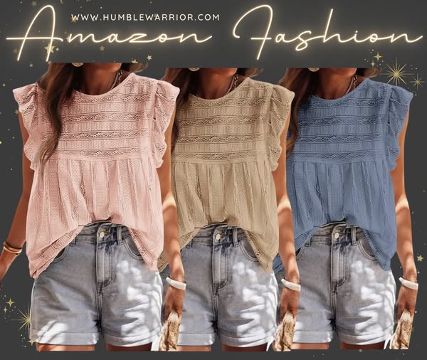 PRETTYGARDEN Ruffle Eyelet Lace Tank