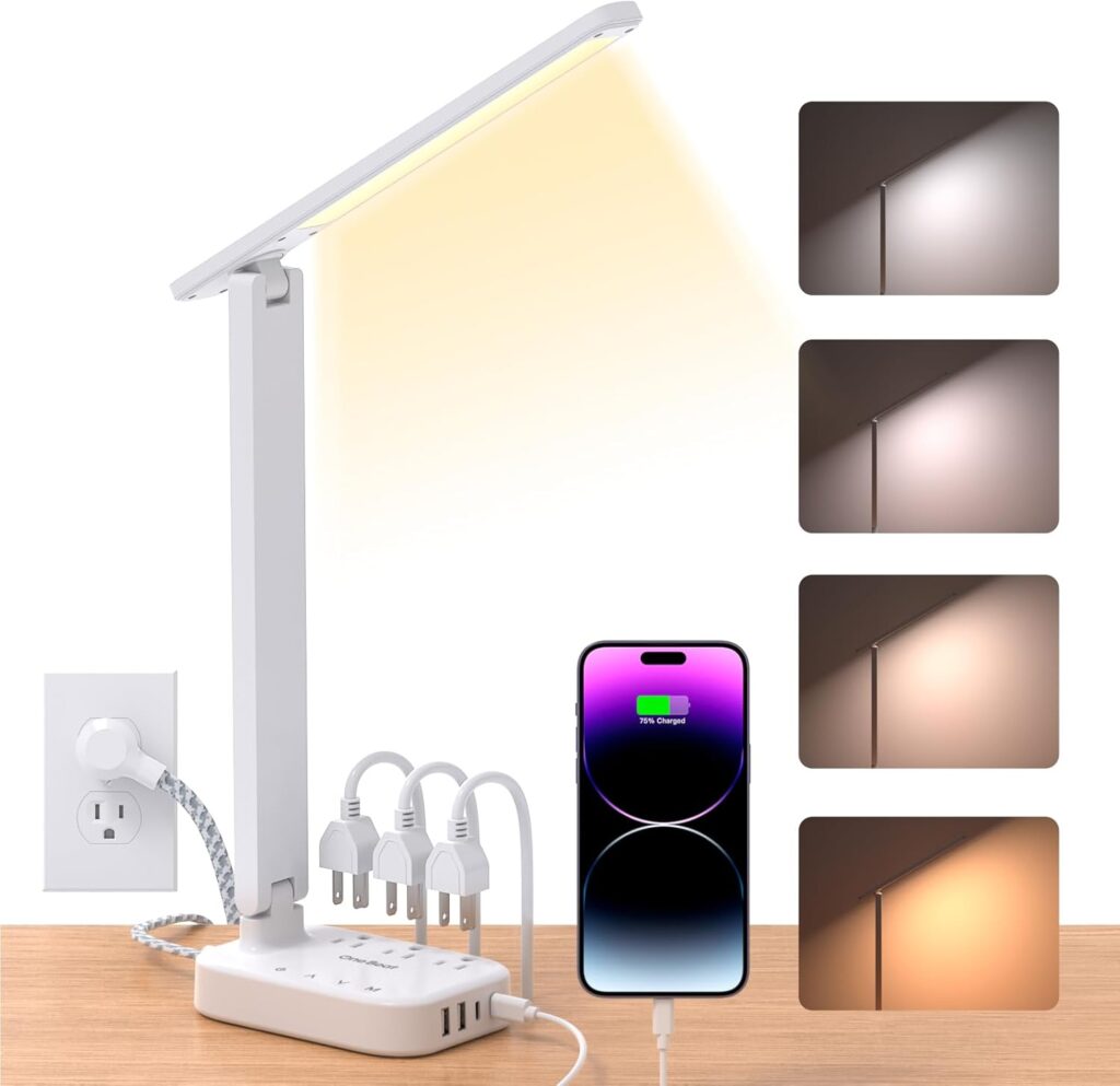 Desk Lamp and Power Strip
