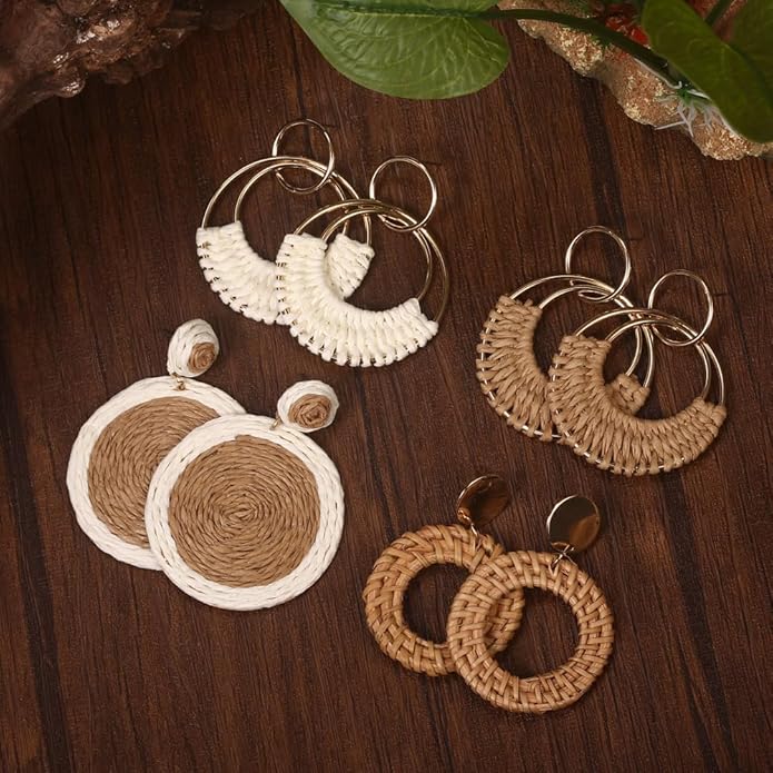 Set of 4 Raffia Earrings!