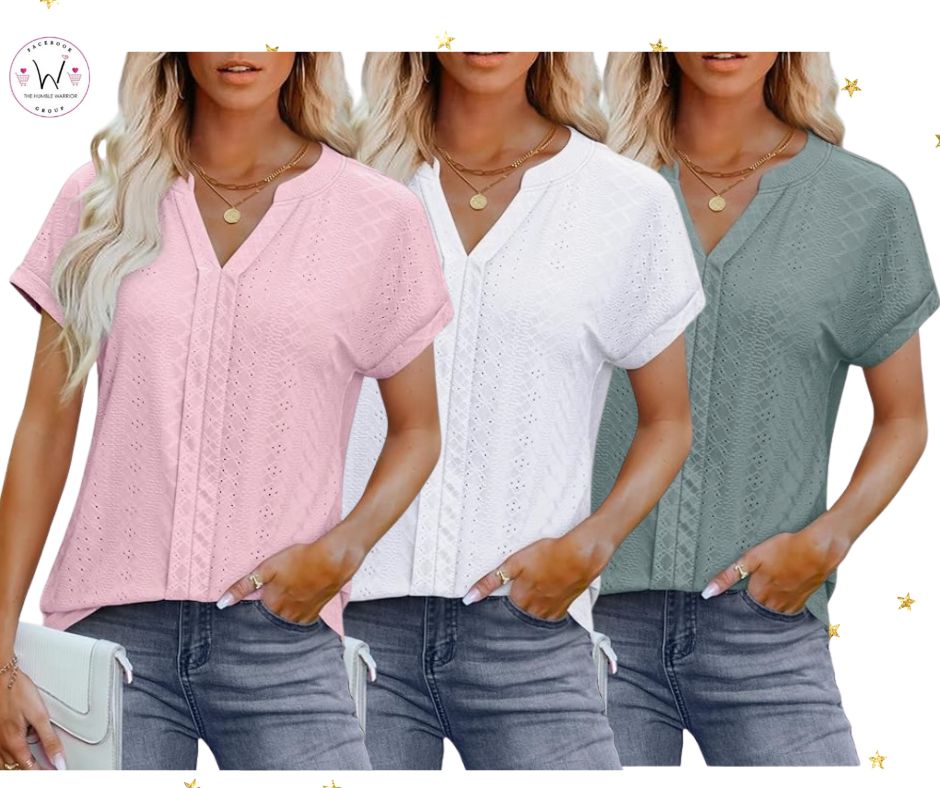 V-Neck Short Sleeve Blouse!